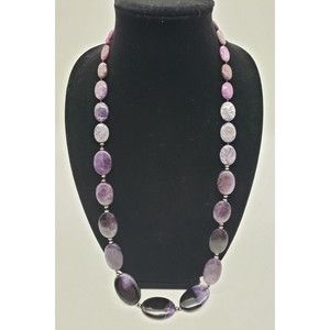 LUC 925 Sterling Large to small Cabochon Amethyst Necklace